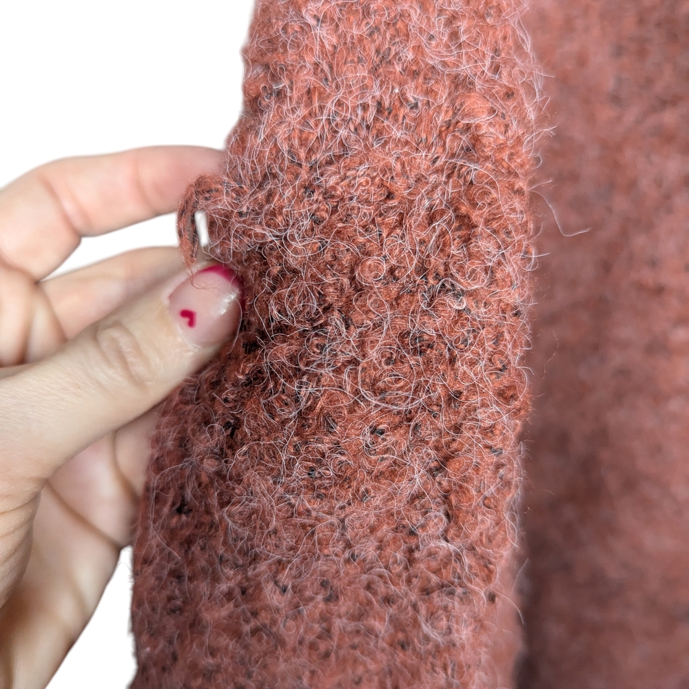 Free People Mila Hoodie Sweater Size Small Cherry Mahogany Oversized Boucle Knit - Picture 13 of 14